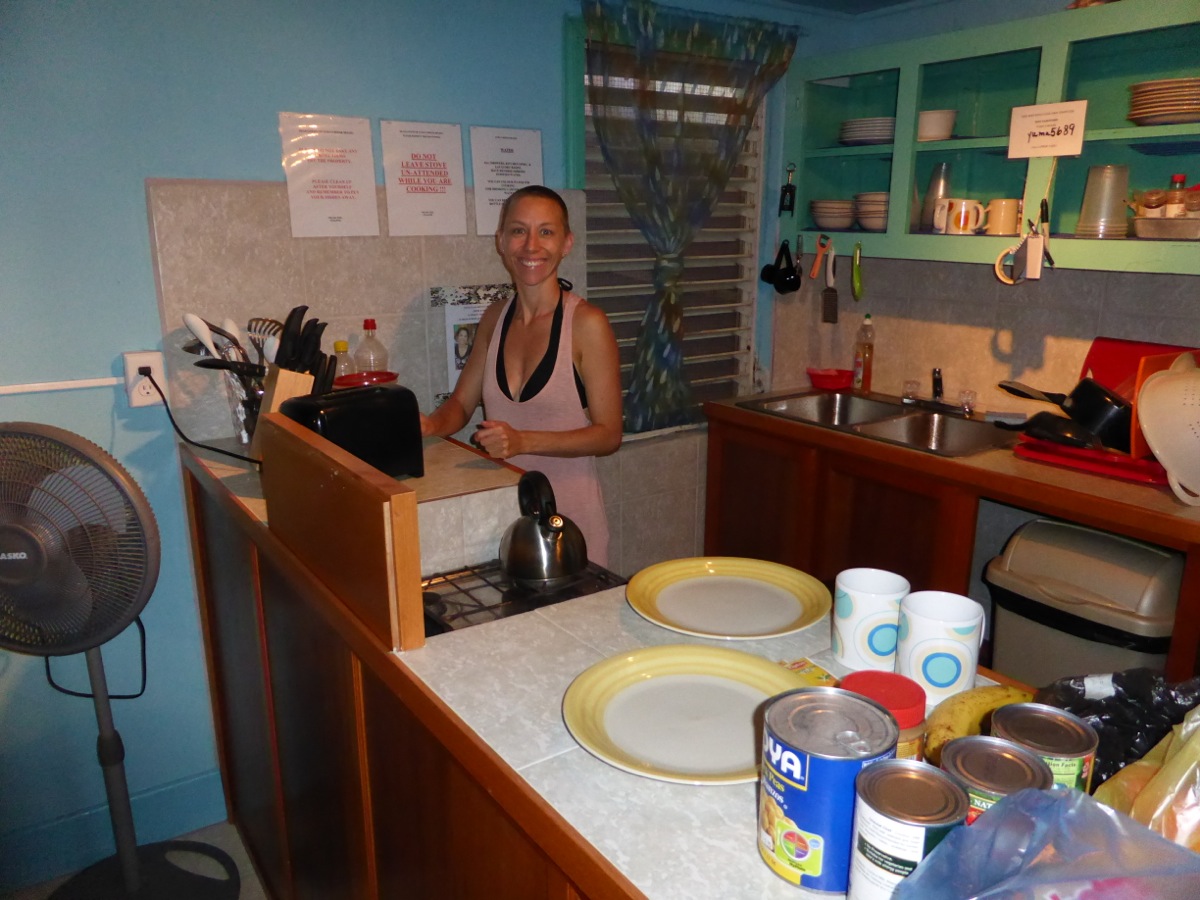 Great kitchen at Yuma's House Hostel on Caye Caulker