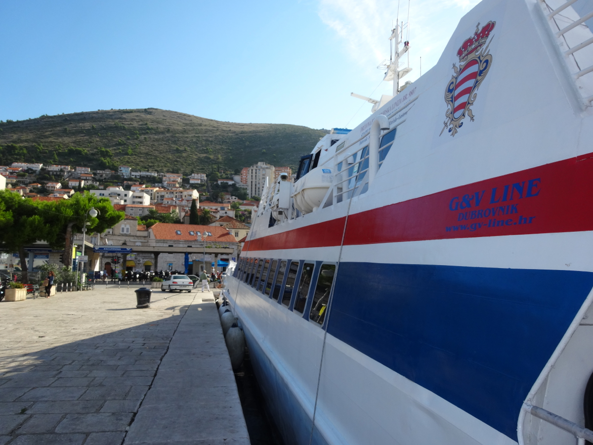 The ferry in dock waiting to depart for Mljet