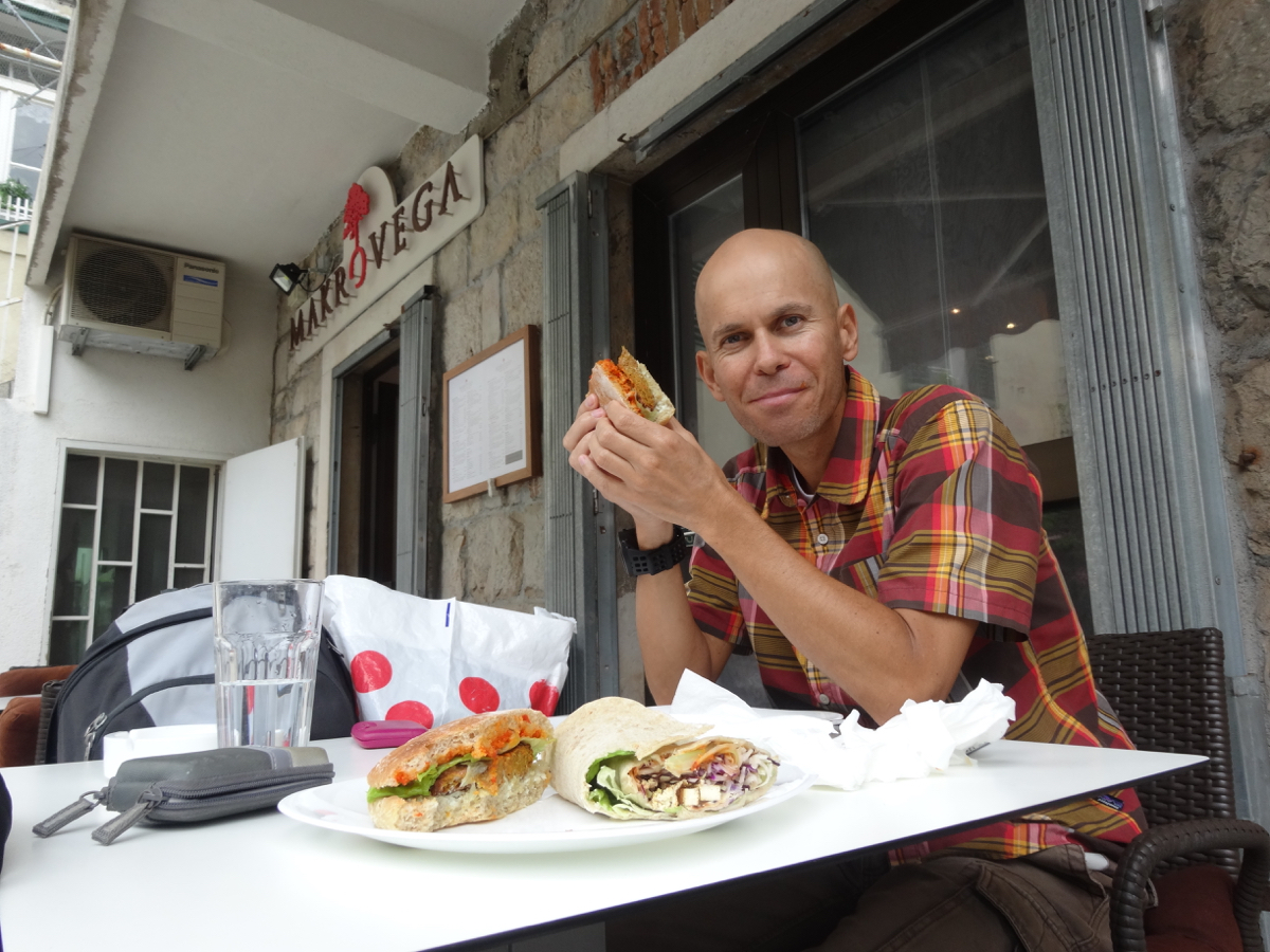 Lunch at Makrovega - we tried the burger and tofu burrito - both outstanding!
